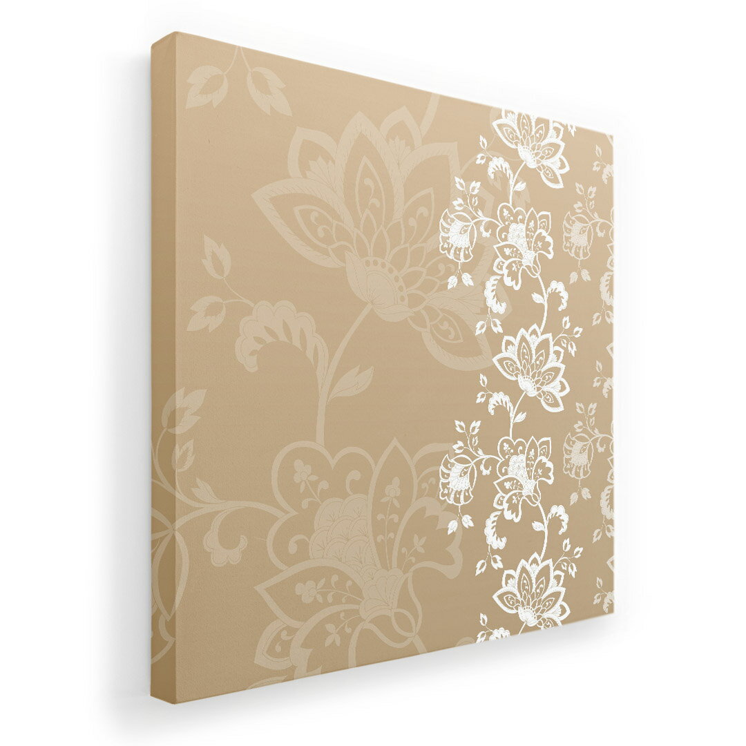 アートパネル 絵 絵画 飾り 選べるサイズ 455×455mm 正方 スクエア モダン 玄関 写真 フォト インテリア おしゃれ 004774 花　ベージュ　白