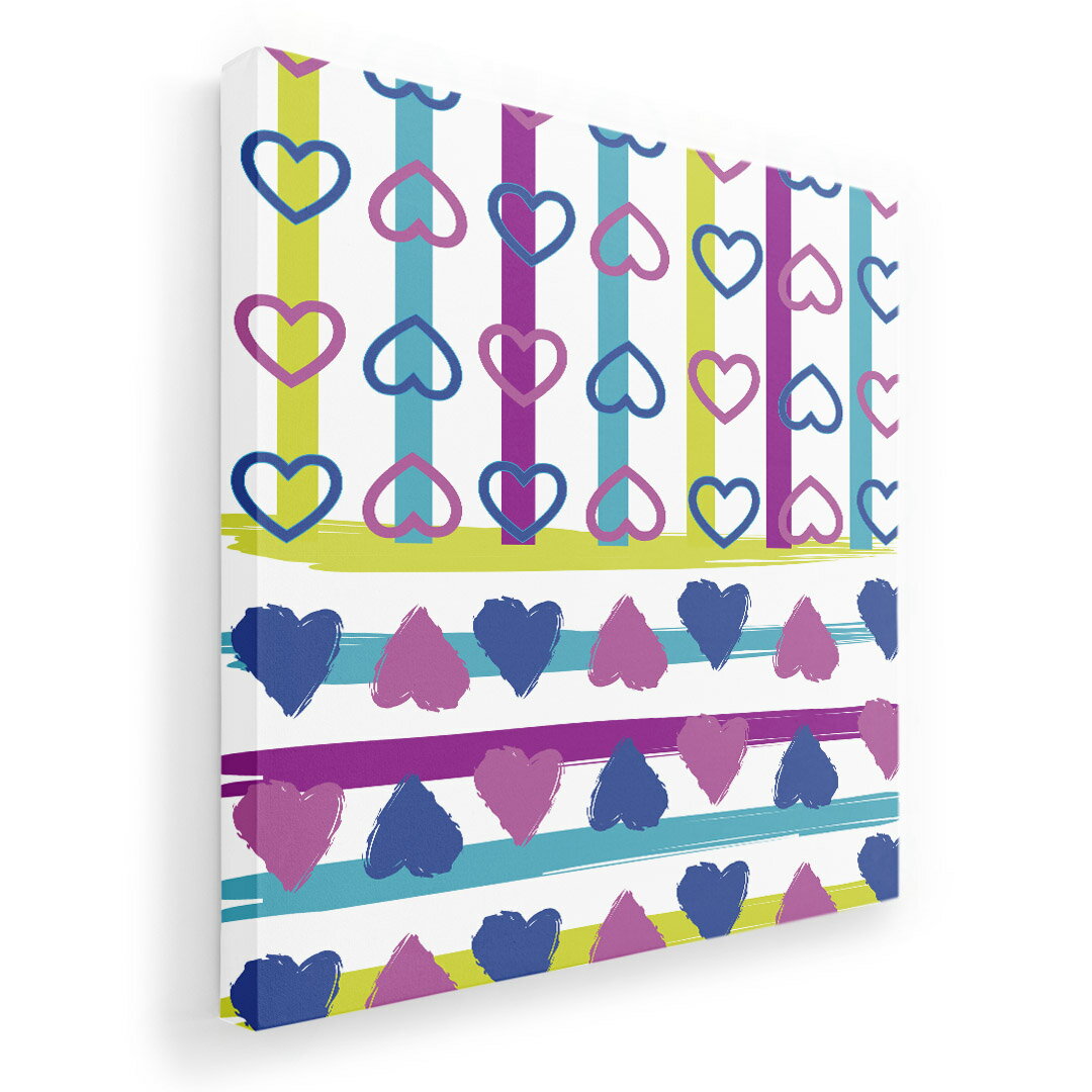 アートパネル 絵 絵画 飾り 選べるサイズ 455×455mm 正方 スクエア モダン 玄関 写真 フォト インテリア おしゃれ 004866 ハート　ボーダー