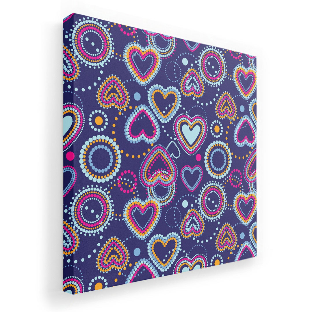 アートパネル 絵 絵画 飾り 選べるサイズ 333×333mm 正方 スクエア モダン 玄関 写真 フォト インテリア おしゃれ 004949 ハート　模様　紺