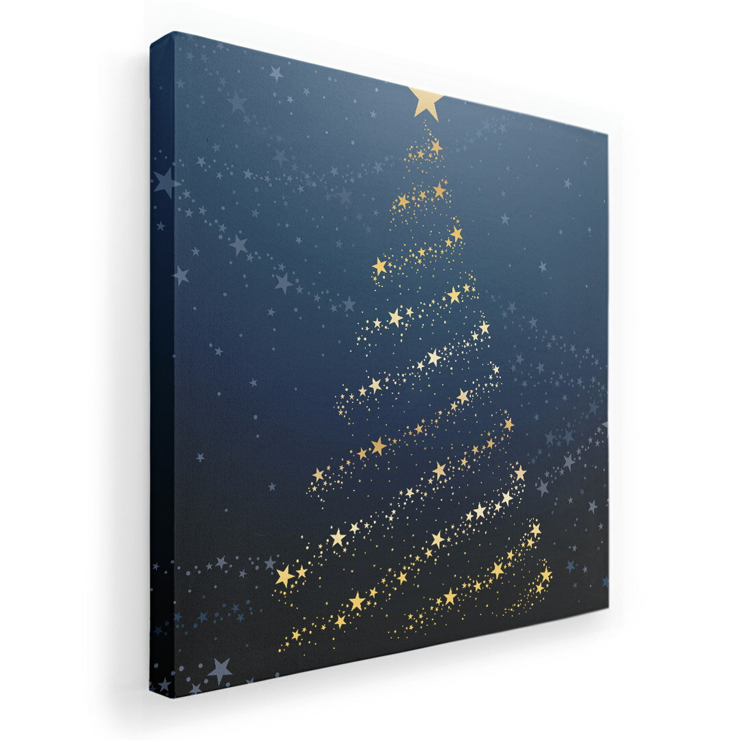 アートパネル 絵 絵画 飾り 選べるサイズ 455×455mm 正方 スクエア モダン 玄関 写真 フォト インテリア おしゃれ 005113 ツリー　星　黒(3.0)