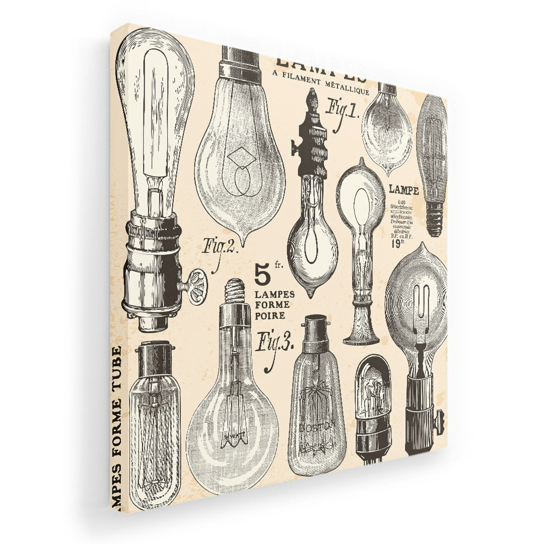 Rakuten - アートパネル 絵 絵画 飾り 選べるサイズ 333×333mm 正方 スクエア モダン 玄関 写真 フォト インテリア おしゃれ 005388 電球　ランプ　イラスト