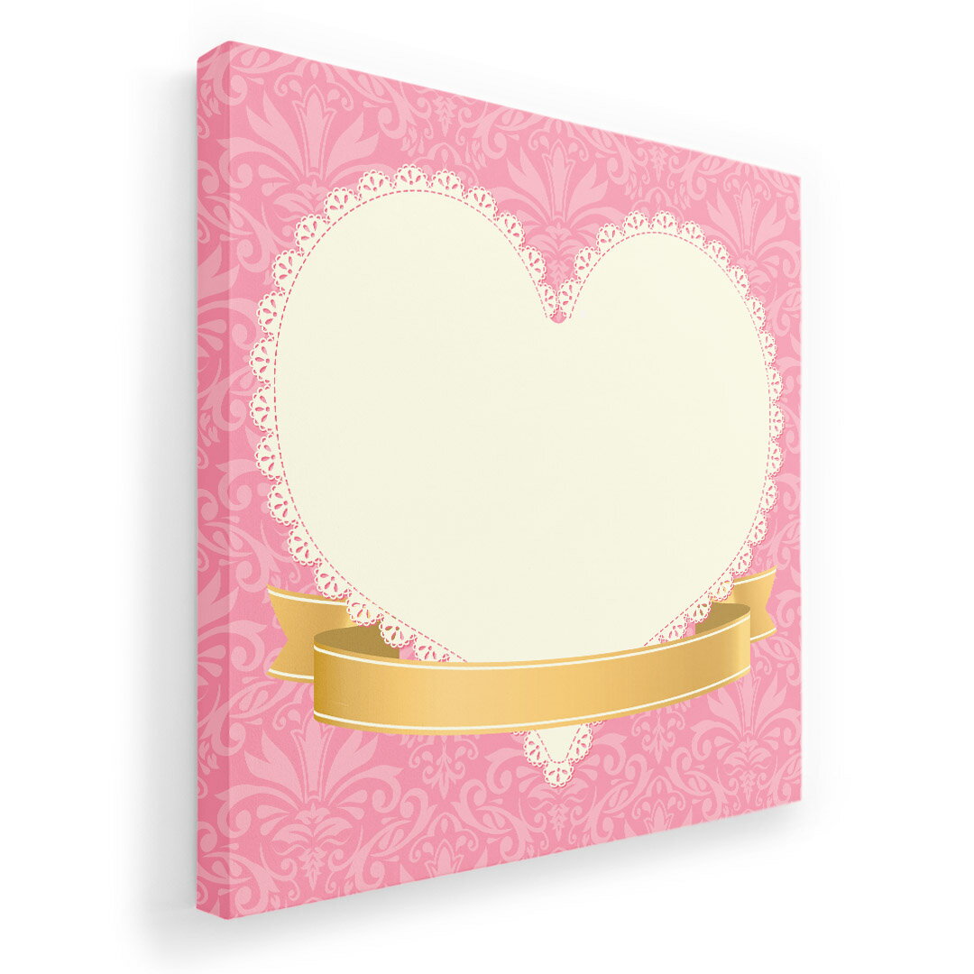 アートパネル 絵 絵画 飾り 選べるサイズ 333×333mm 正方 スクエア モダン 玄関 写真 フォト インテリア おしゃれ 005683 ハート　レース　ピンク
