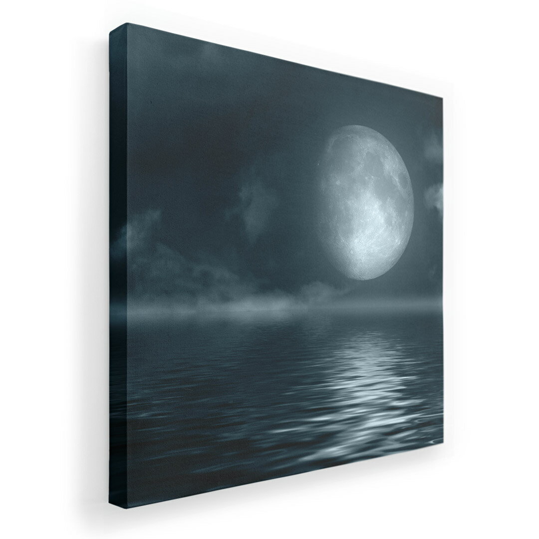 アートパネル 絵 絵画 飾り 選べるサイズ 455×455mm 正方 スクエア モダン 玄関 写真 フォト インテリア おしゃれ 006034 海　夜　月