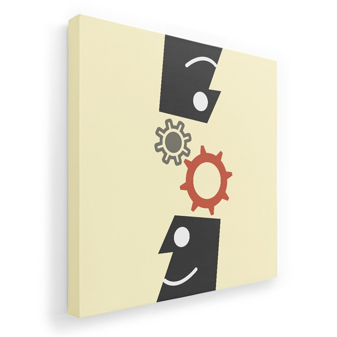 アートパネル 絵 絵画 飾り 選べるサイズ 333×333mm 正方 スクエア モダン 玄関 写真 フォト インテリア おしゃれ 006243 歯車　人物