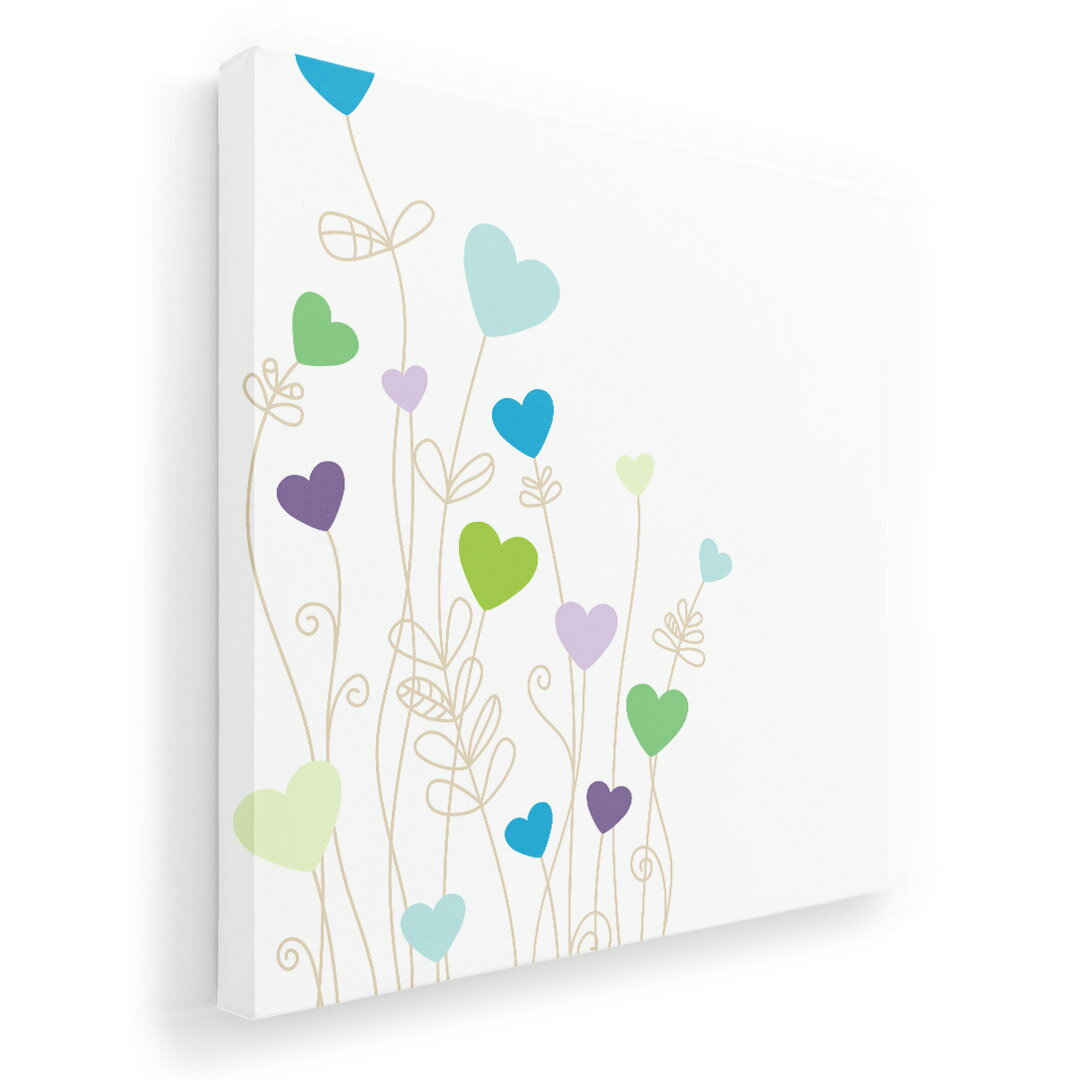 乐天商城 - アートパネル 絵 絵画 飾り 選べるサイズ 333×333mm 正方 スクエア モダン 玄関 写真 フォト インテリア おしゃれ 007310 ハート　植物　青　ブルー