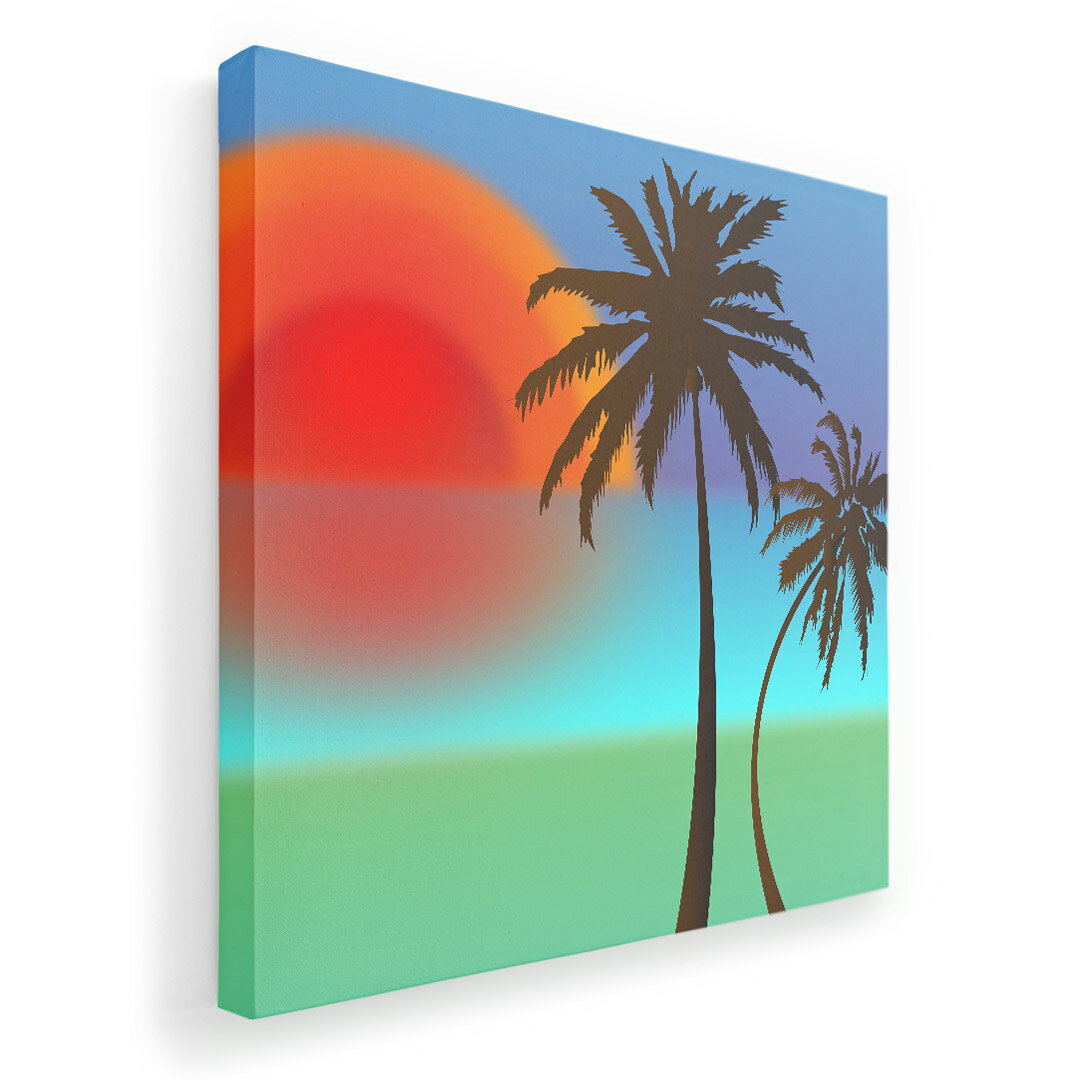 アートパネル 絵 絵画 飾り 選べるサイズ 333×333mm 正方 スクエア モダン 玄関 写真 フォト インテリア おしゃれ 007366 海　夕日　空　植物