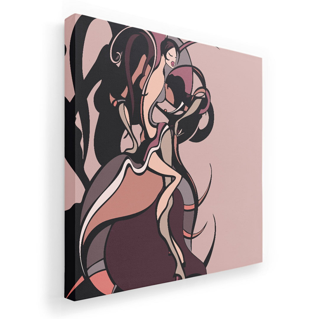 アートパネル 絵 絵画 飾り 選べるサイズ 333×333mm 正方 スクエア モダン 玄関 写真 フォト インテリア おしゃれ 007445 人物　イラスト　赤紫