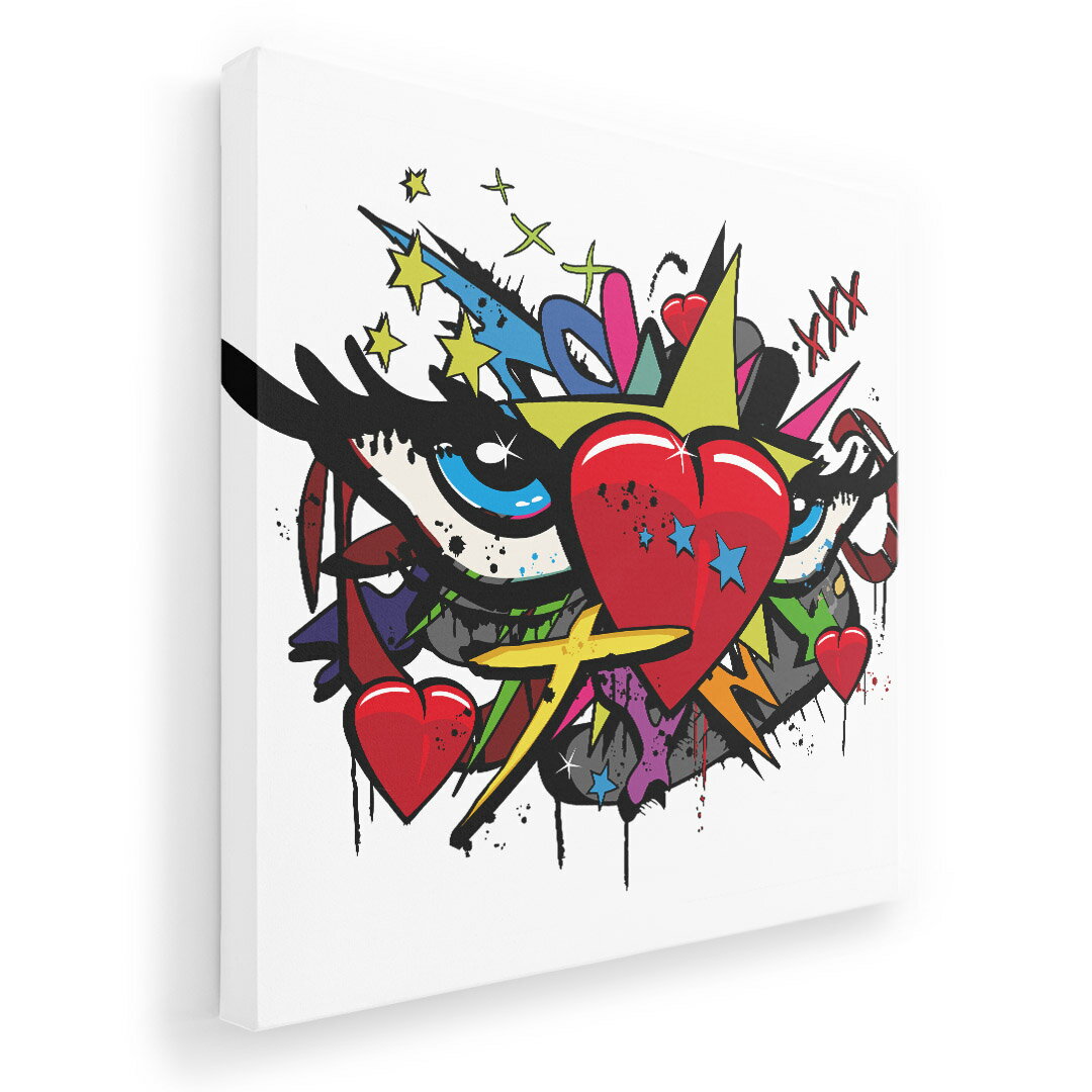 アートパネル 絵 絵画 飾り 選べるサイズ 333×333mm 正方 スクエア モダン 玄関 写真 フォト インテリア おしゃれ 007658 ハート　目　イラスト