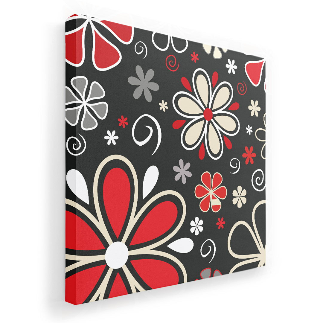 アートパネル 絵 絵画 飾り 選べるサイズ 455×455mm 正方 スクエア モダン 玄関 写真 フォト インテリア おしゃれ 007735 花　フラワー　赤　レッド　模様