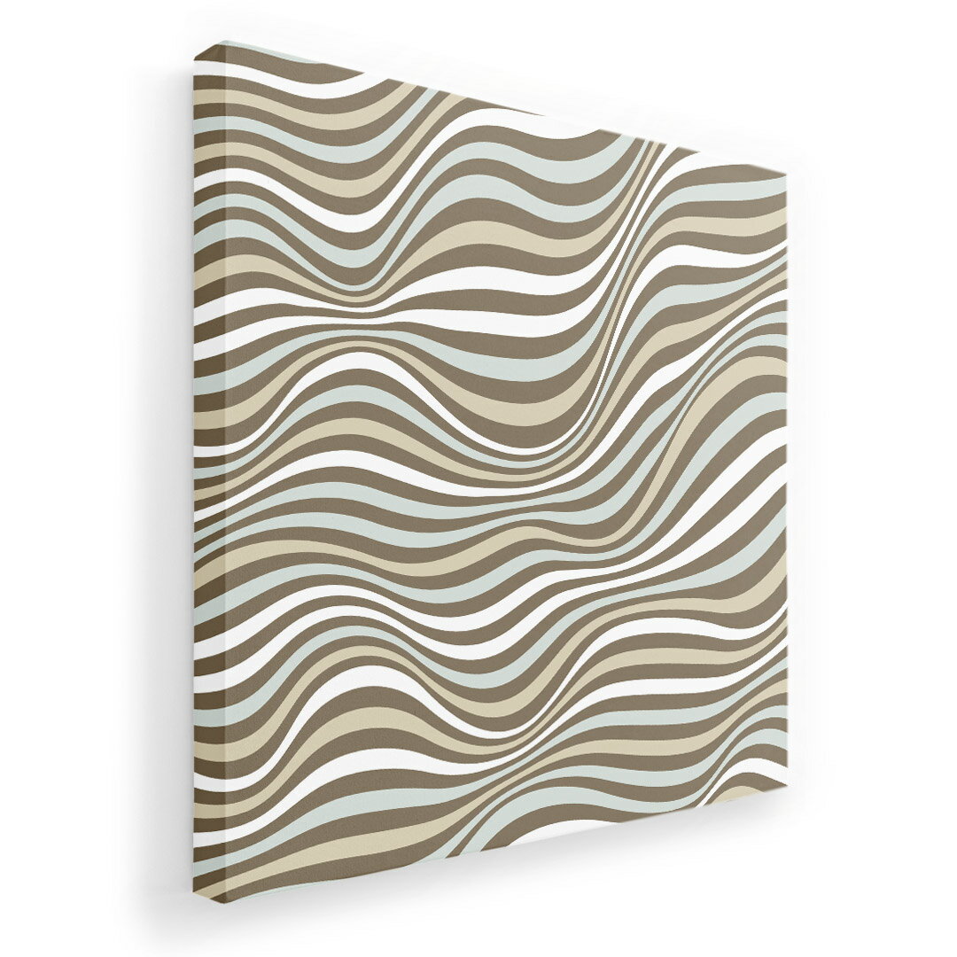 アートパネル 絵 絵画 飾り 選べるサイズ 455×455mm 正方 スクエア モダン 玄関 写真 フォト インテリア おしゃれ 007816 しましま　模様　水色　ブラウン