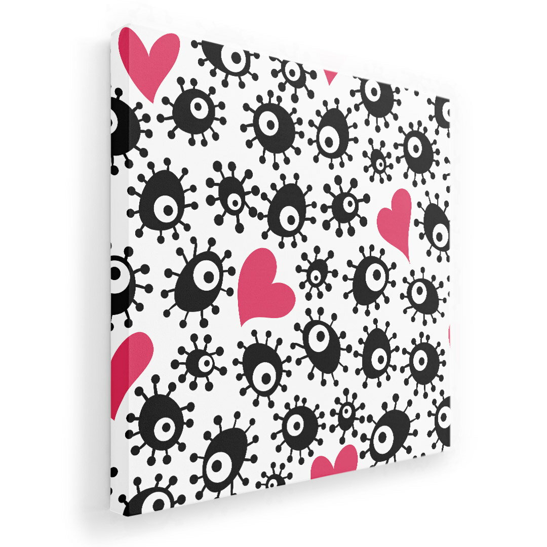 アートパネル 絵 絵画 飾り 選べるサイズ 333×333mm 正方 スクエア モダン 玄関 写真 フォト インテリア おしゃれ 007845 ハート モンスター 黒 ブラック