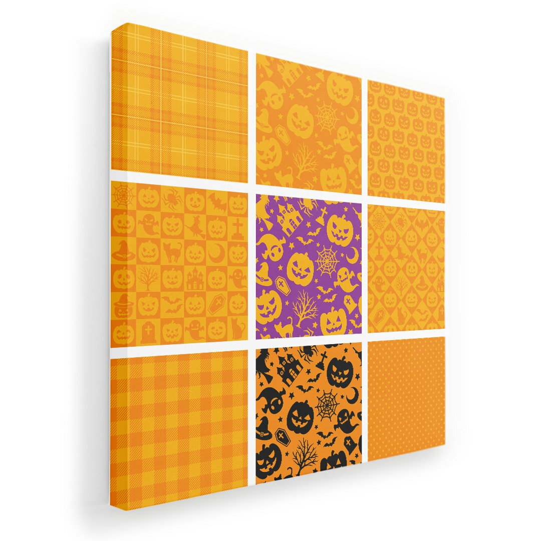アートパネル 絵 絵画 飾り 選べるサイズ 333×333mm 正方 スクエア モダン 玄関 写真 フォト インテリア おしゃれ 007979 オレンジ ハロウィン 模様 カボチャ