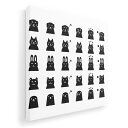 アートパネル 絵 絵画 飾り 選べるサイズ 455×455mm 正方 スクエア モダン 玄関 写真 フォト インテリア おしゃれ 008089 白黒 動物 犬 猫 兎 アイコン