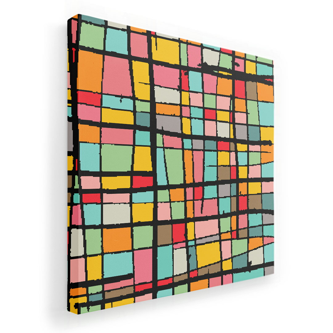 アートパネル 絵 絵画 飾り 選べるサイズ 455×455mm 正方 スクエア モダン 玄関 写真 フォト インテリア おしゃれ 008167 カラフル　レインボー　模様