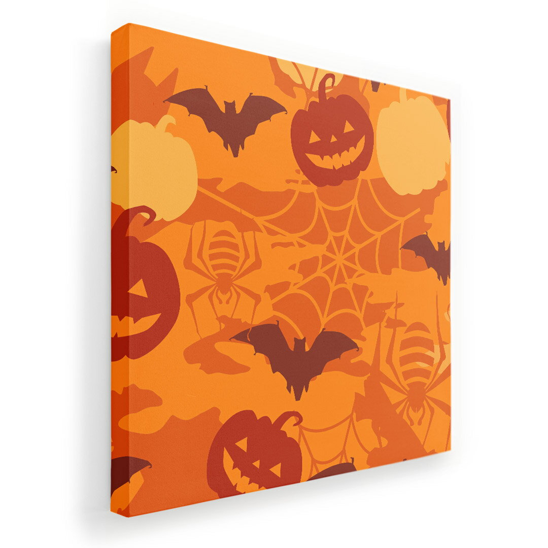 アートパネル 絵 絵画 飾り 選べるサイズ 455×455mm 正方 スクエア モダン 玄関 写真 フォト インテリア おしゃれ 008514 ハロウィン オレンジ カボチャ 模様