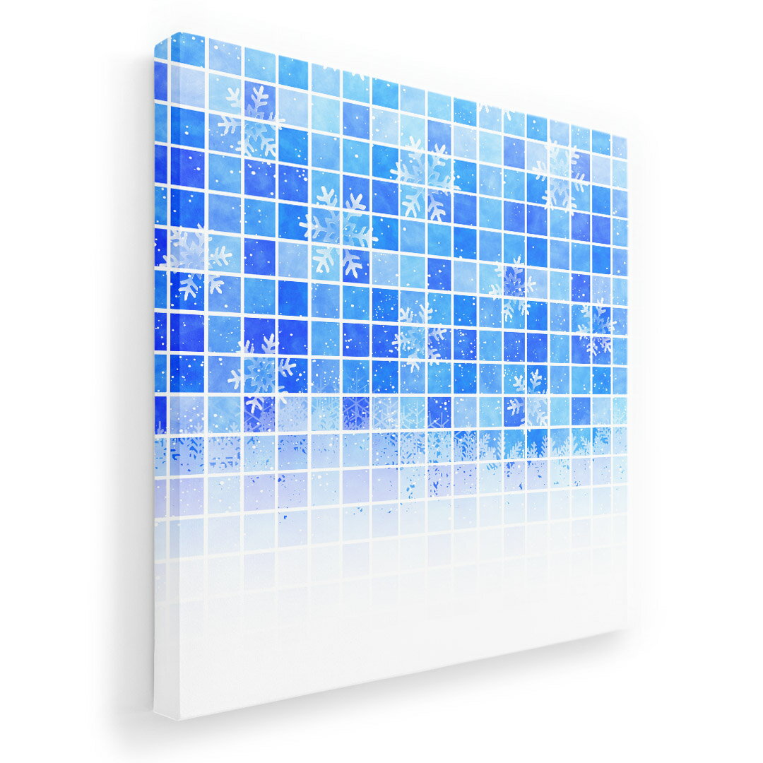 アートパネル 絵 絵画 飾り 選べるサイズ 333×333mm 正方 スクエア モダン 玄関 写真 フォト インテリア おしゃれ 008594 雪　結晶　青　ブルー　水色　模様