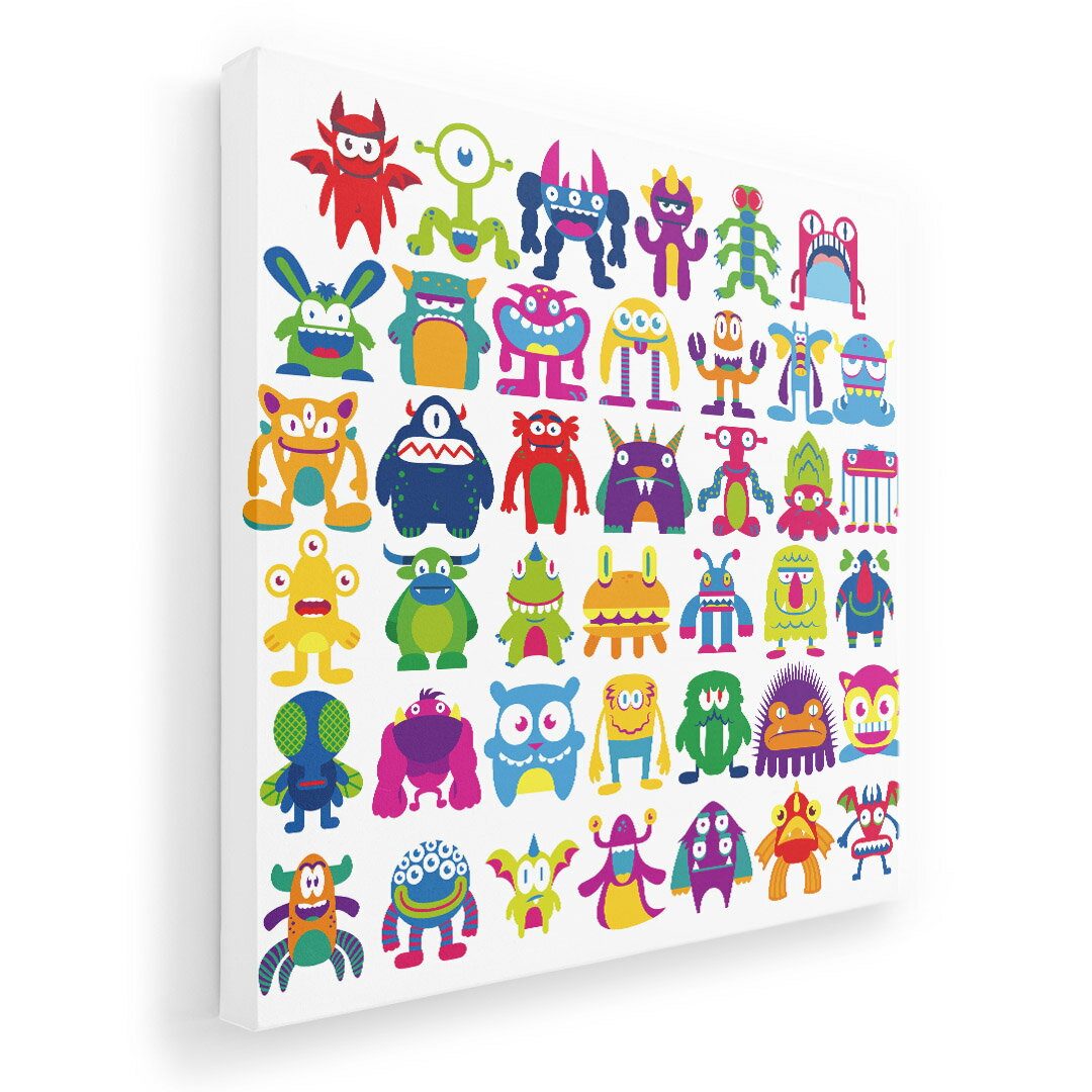 アートパネル 絵 絵画 飾り 選べるサイズ 455×455mm 正方 スクエア モダン 玄関 写真 フォト インテリア おしゃれ 008861 イラスト カラフル モンスター