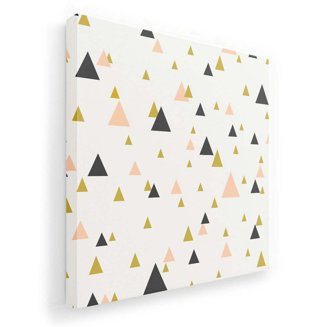 アートパネル 絵 絵画 飾り 選べるサイズ 333×333mm 正方 スクエア モダン 玄関 写真 フォト インテリア おしゃれ 008869 三角　模様　ピンク　黒　ブラック