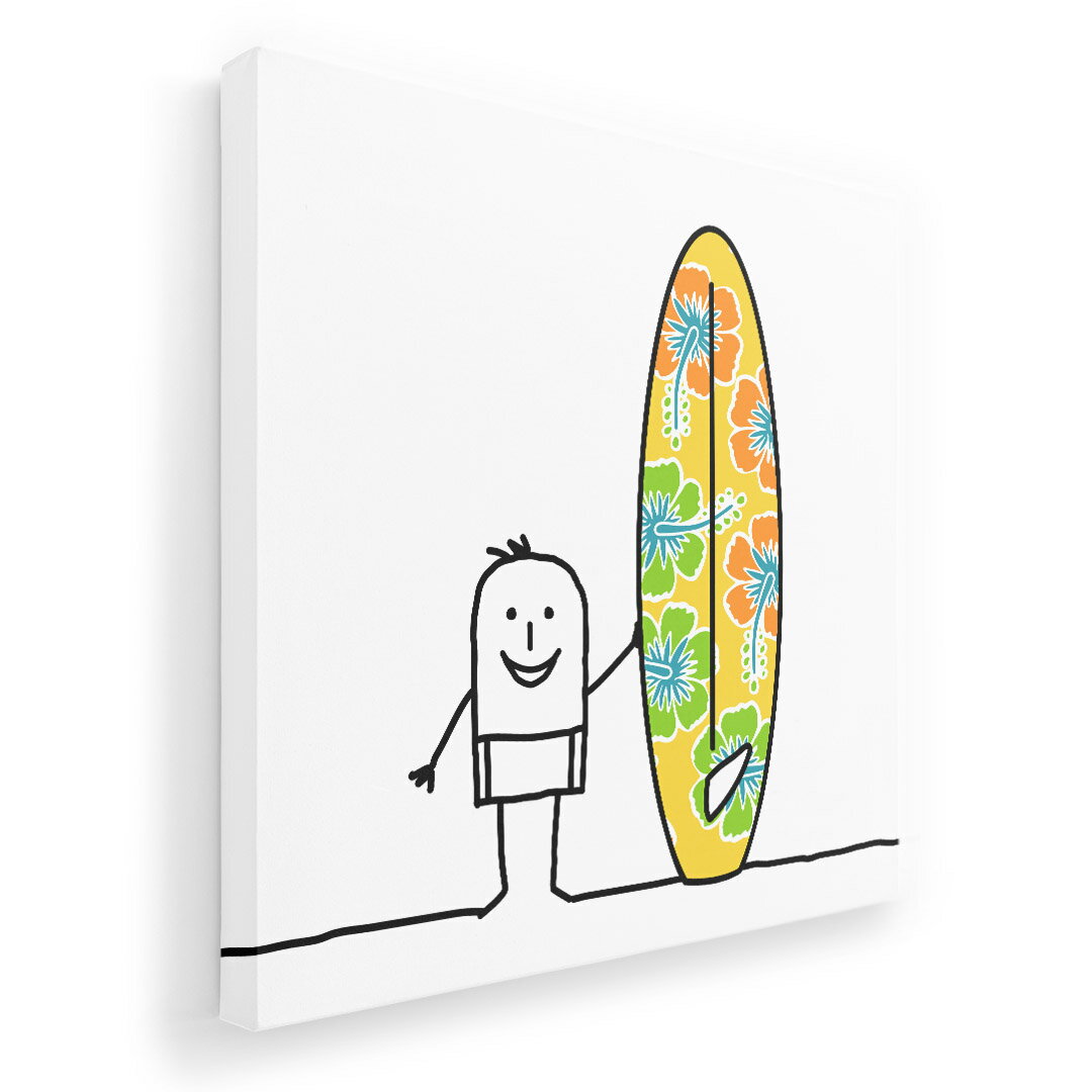 アートパネル 絵 絵画 飾り 選べるサイズ 455×455mm 正方 スクエア モダン 玄関 写真 フォト インテリア おしゃれ 009235 キャラクター　海　サーフィン