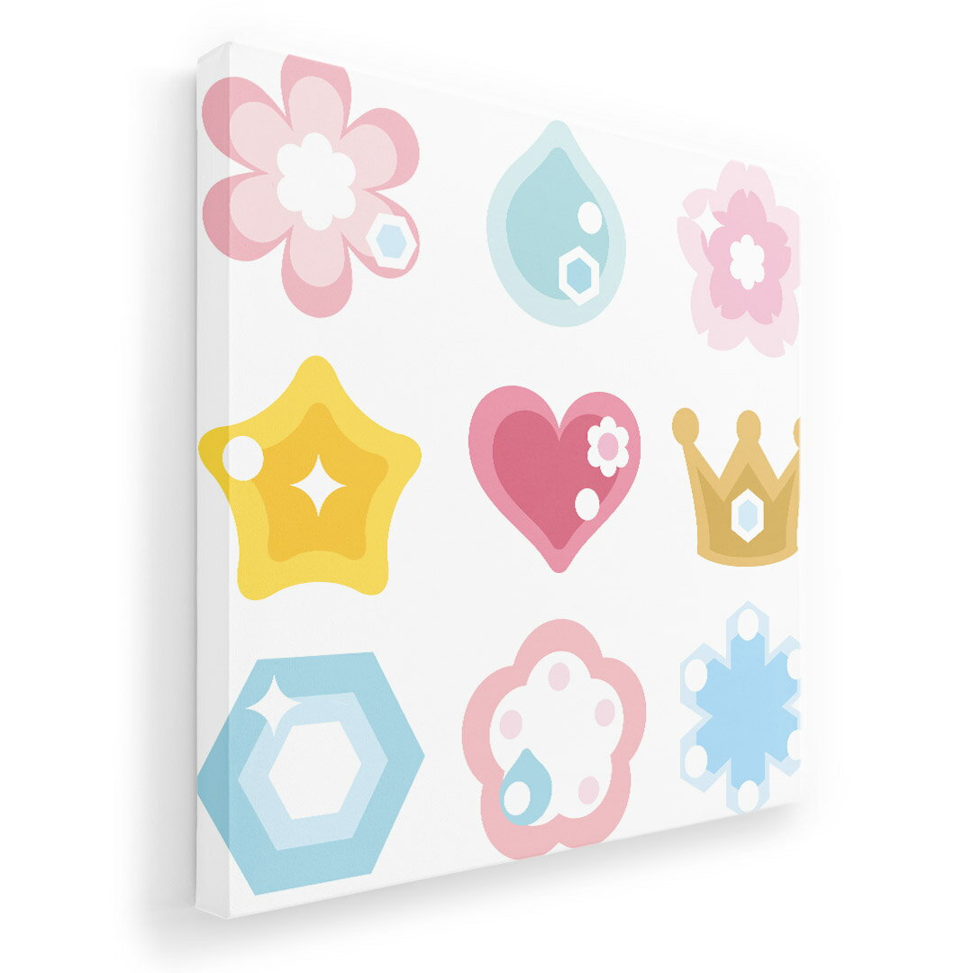 アートパネル 絵 絵画 飾り 選べるサイズ 455×455mm 正方 スクエア モダン 玄関 写真 フォト インテリア おしゃれ 009249 ハート　星　カラフル