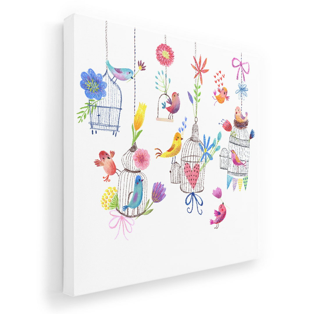 アートパネル 絵 絵画 飾り 選べるサイズ 455×455mm 正方 スクエア モダン 玄関 写真 フォト インテリア おしゃれ 009400 フラワー　鳥　ハート