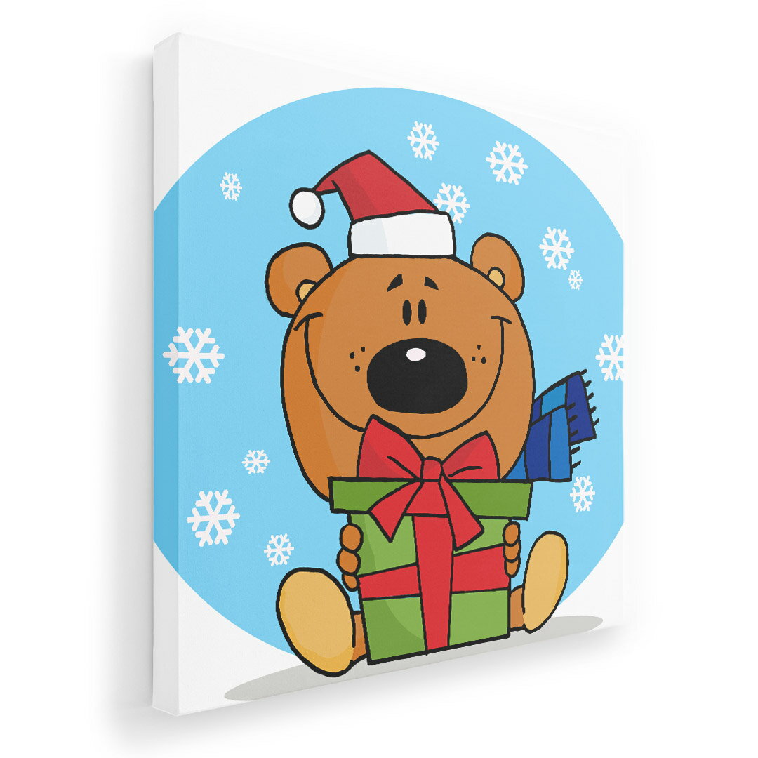アートパネル 絵 絵画 飾り 選べるサイズ 333×333mm 正方 スクエア モダン 玄関 写真 フォト インテリア おしゃれ 010066 クリスマス　熊　キャラクター