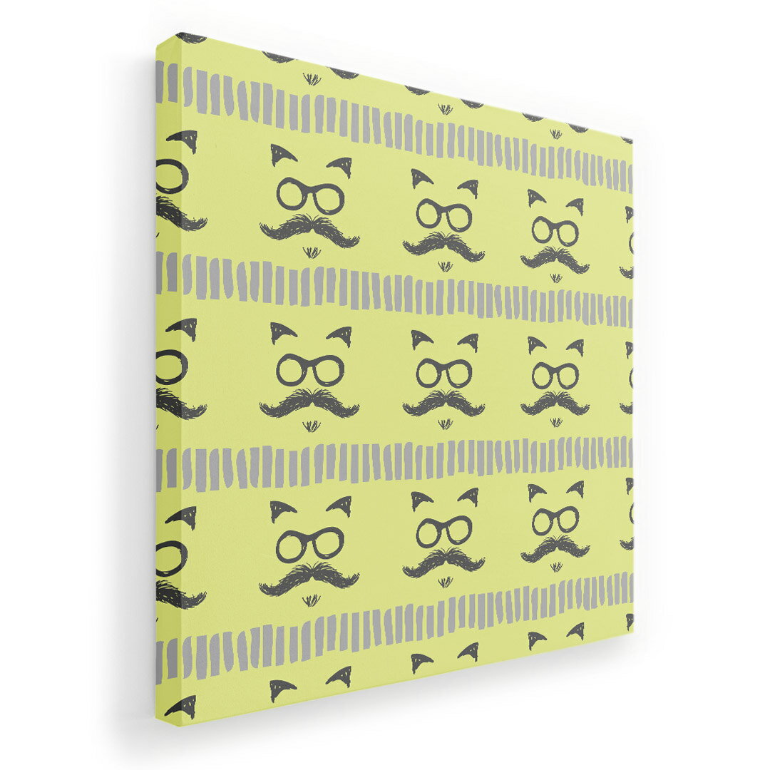 アートパネル 絵 絵画 飾り 選べるサイズ 333×333mm 正方 スクエア モダン 玄関 写真 フォト インテリア おしゃれ 010210 ひげ　めがね　緑(3.0)