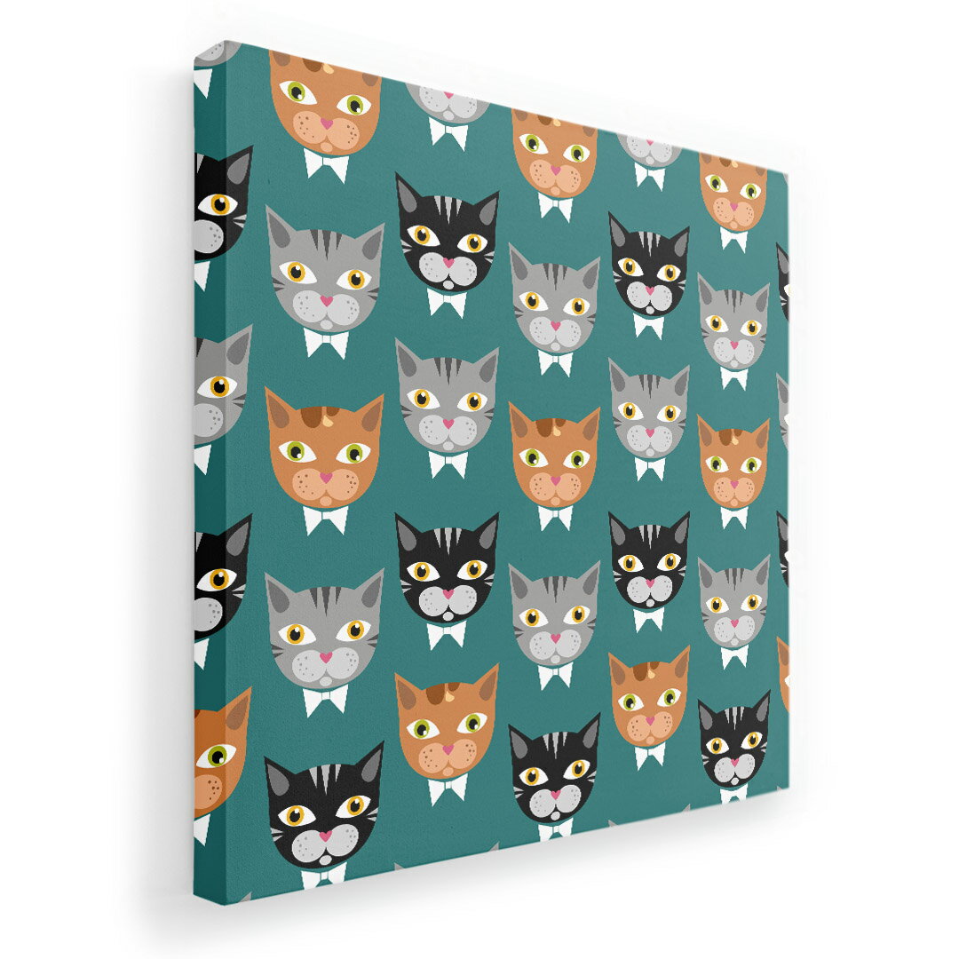 アートパネル 絵 絵画 飾り 選べるサイズ 333×333mm 正方 スクエア モダン 玄関 写真 フォト インテリア おしゃれ 010213 猫　キャラクター　緑