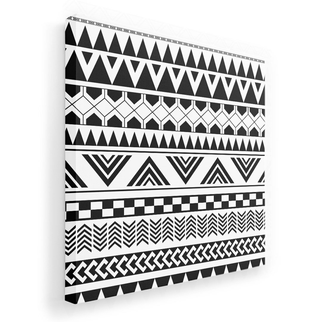 アートパネル 絵 絵画 飾り 選べるサイズ 333×333mm 正方 スクエア モダン 玄関 写真 フォト インテリア おしゃれ 010277 トライバル柄　模様 　白　黒