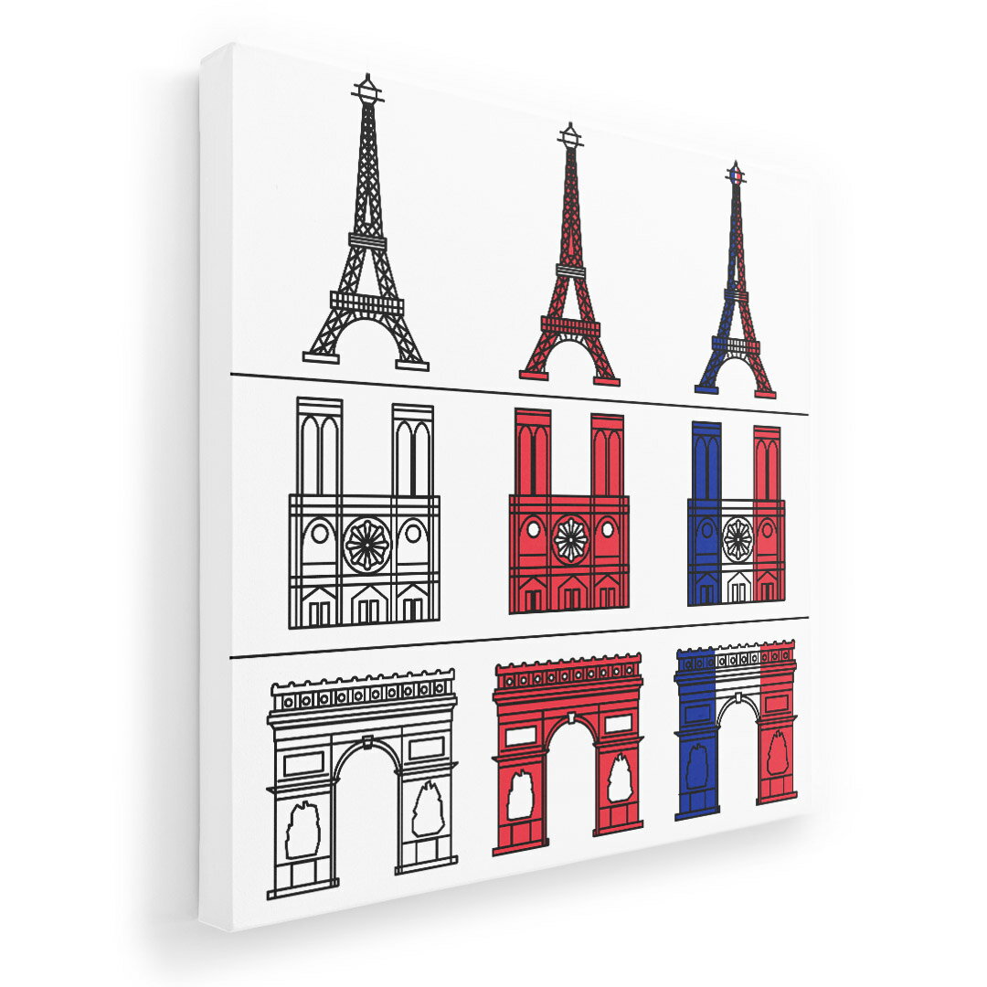 アートパネル 絵 絵画 飾り 選べるサイズ 455×455mm 正方 スクエア モダン 玄関 写真 フォト インテリア おしゃれ 010520 フランス　パリ　国旗色