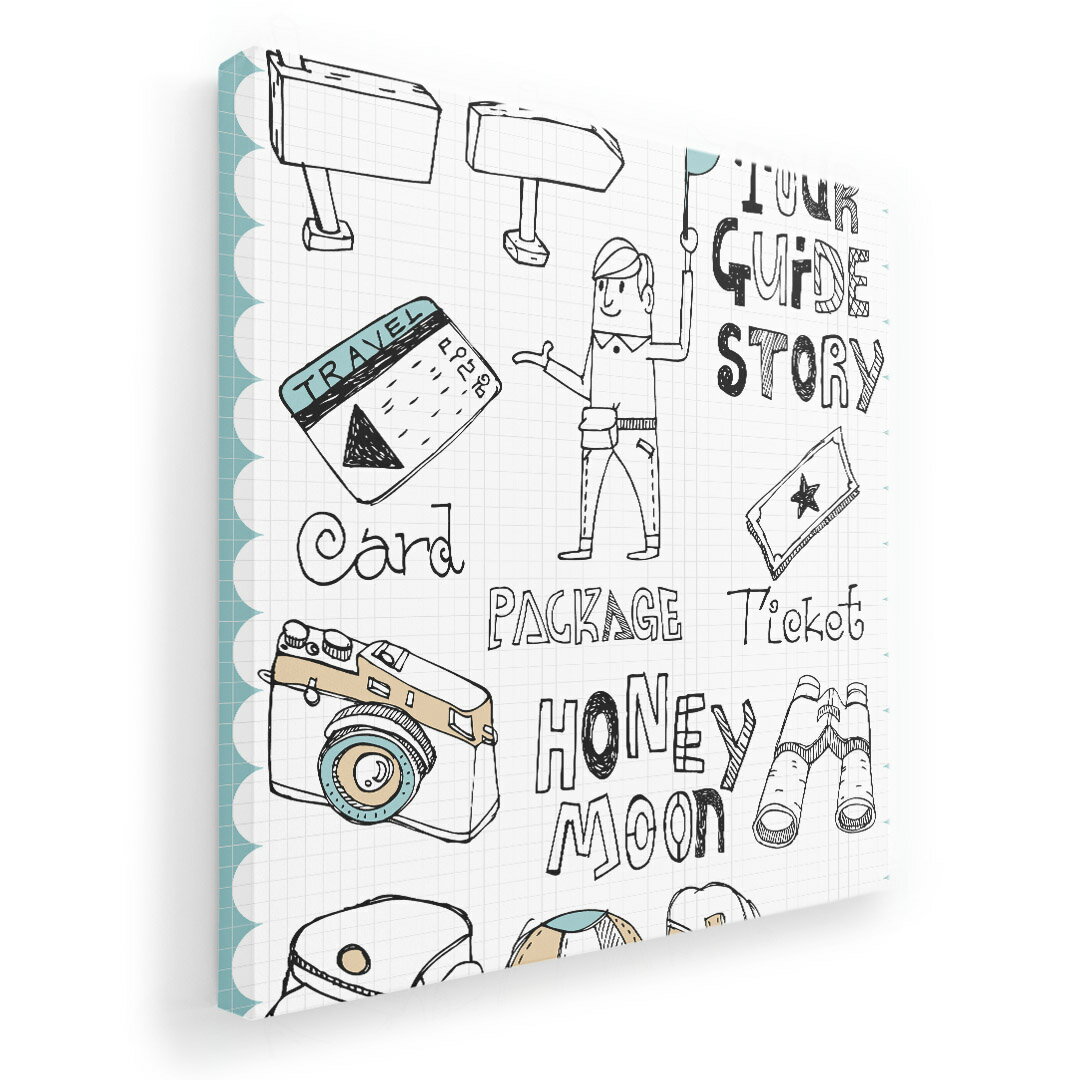 アートパネル 絵 絵画 飾り 選べるサイズ 333×333mm 正方 スクエア モダン 玄関 写真 フォト インテリア おしゃれ 010667 旅行　英語　水色