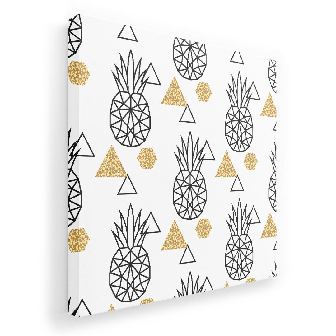 アートパネル 絵 絵画 飾り 選べるサイズ 455×455mm 正方 スクエア モダン 玄関 写真 フォト インテリア おしゃれ 010741 パイナップル　白　黒