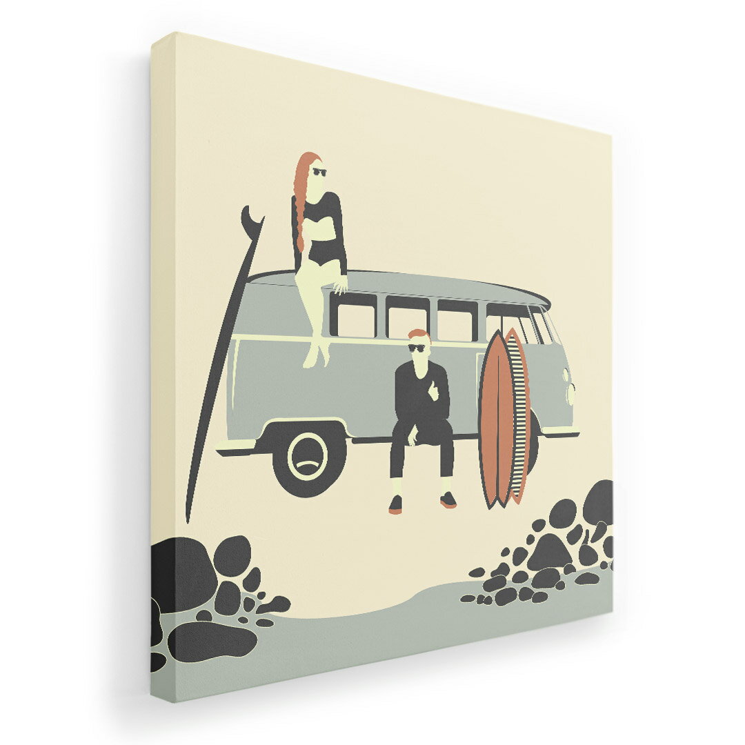 アートパネル 絵 絵画 飾り 選べるサイズ 333×333mm 正方 スクエア モダン 玄関 写真 フォト インテリア おしゃれ 010774 海　車　サーフィン