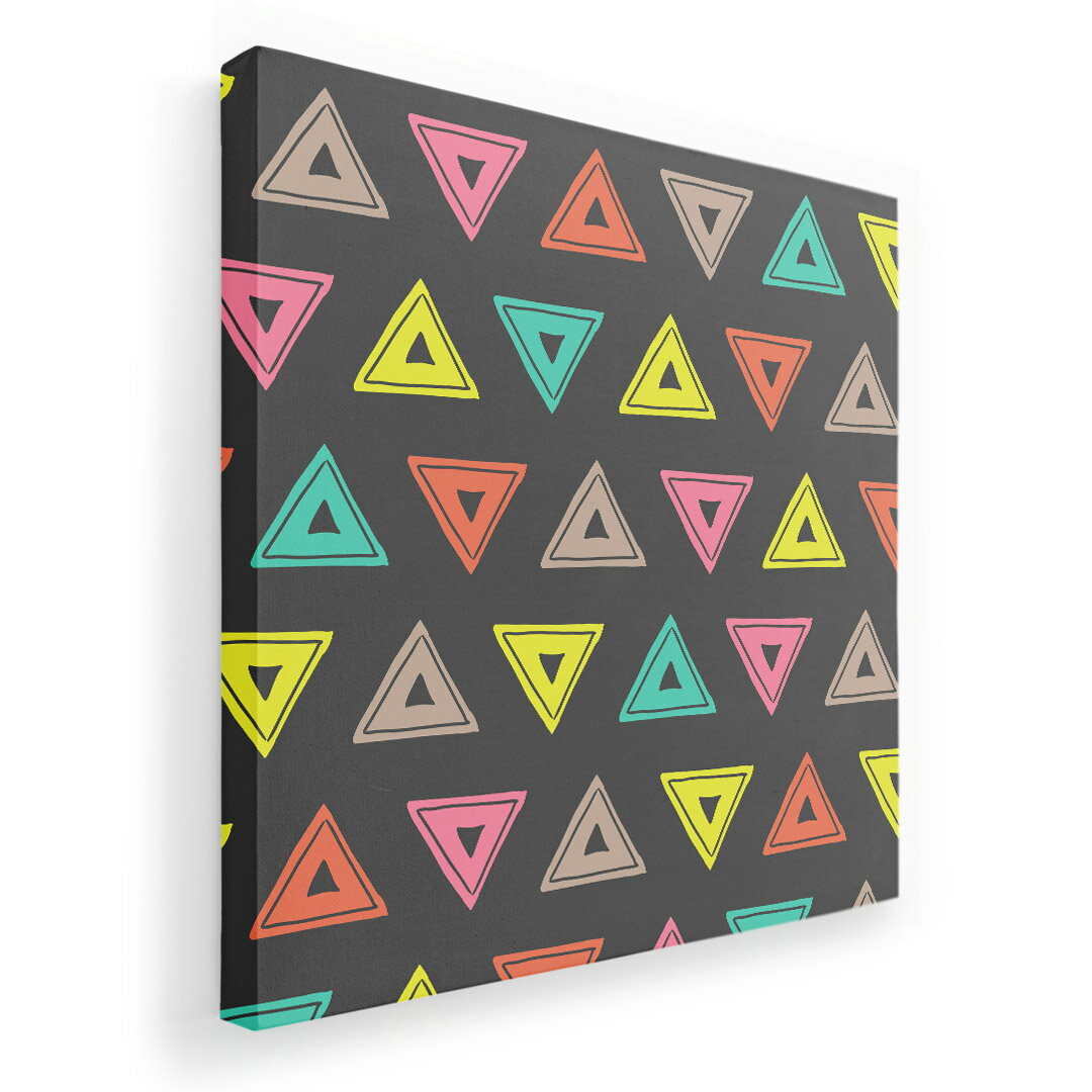 Rakuten - アートパネル 絵 絵画 飾り 選べるサイズ 333×333mm 正方 スクエア モダン 玄関 写真 フォト インテリア おしゃれ 010868 三角　カラフル　グレー