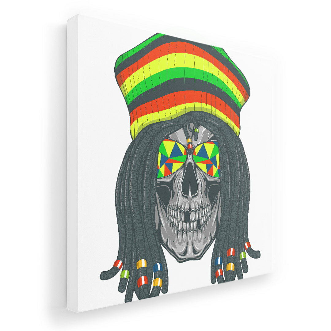 アートパネル 絵 絵画 飾り 選べるサイズ 455×455mm 正方 スクエア モダン 玄関 写真 フォト インテリア おしゃれ 011717 骸骨　ドクロ　レゲエ