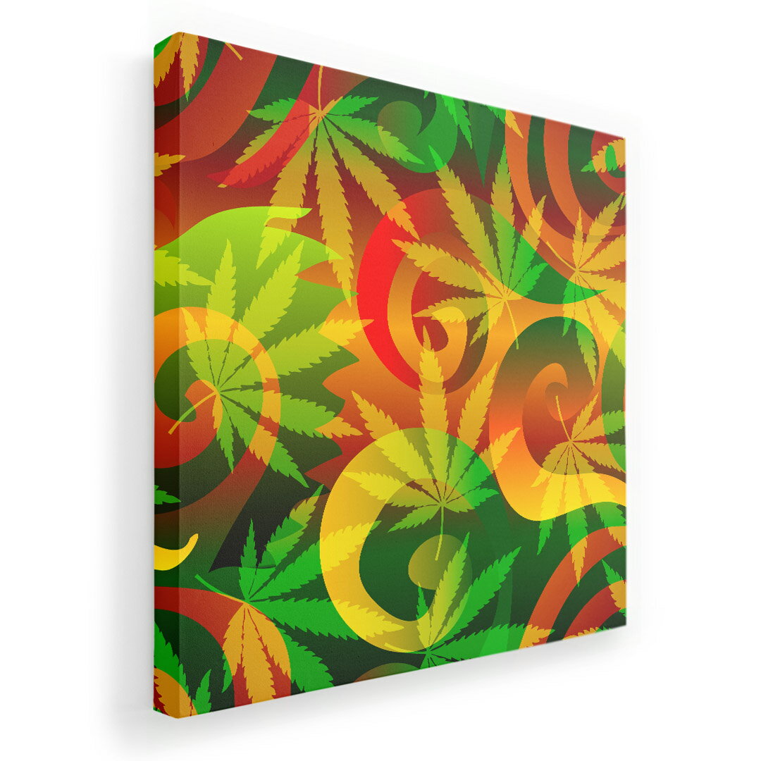 アートパネル 絵 絵画 飾り 選べるサイズ 455×455mm 正方 スクエア モダン 玄関 写真 フォト インテリア おしゃれ 011734 レゲエ　植物　カラフル