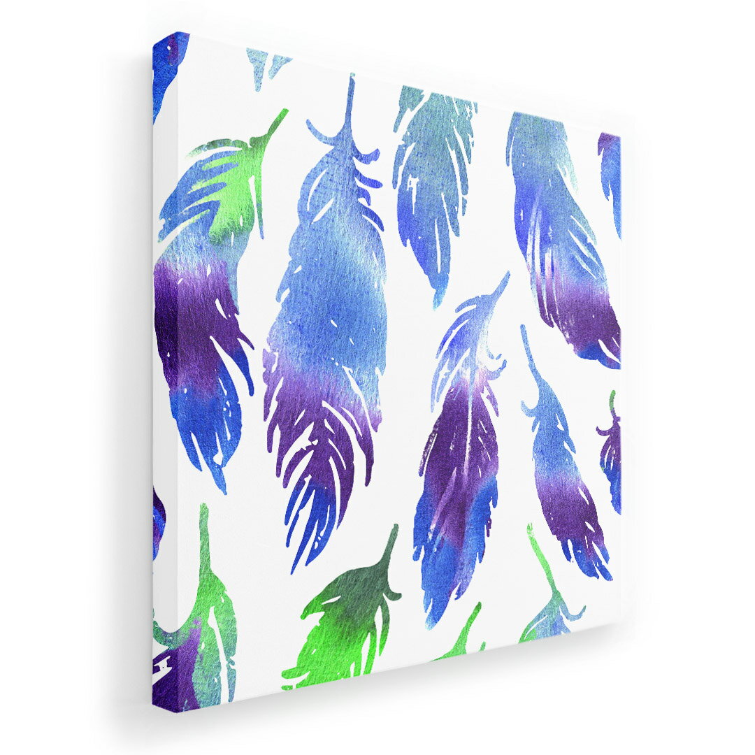 アートパネル 絵 絵画 飾り 選べるサイズ 333×333mm 正方 スクエア モダン 玄関 写真 フォト インテリア おしゃれ 011810 羽根　グラデーション　青