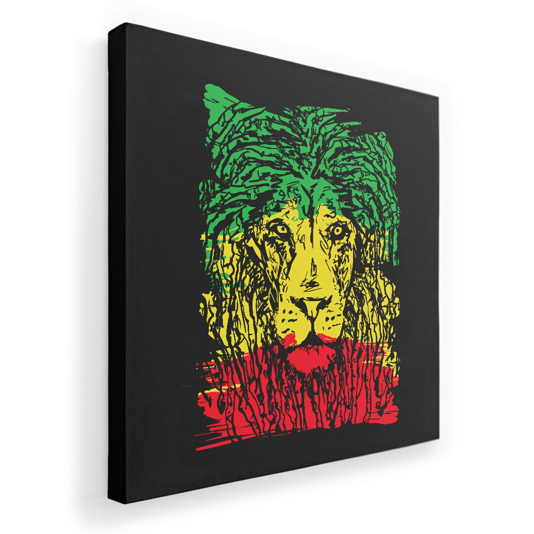 アートパネル 絵 絵画 飾り 選べるサイズ 333×333mm 正方 スクエア モダン 玄関 写真 フォト インテリア おしゃれ 011947 レゲエ　ライオン　ラスタカラー