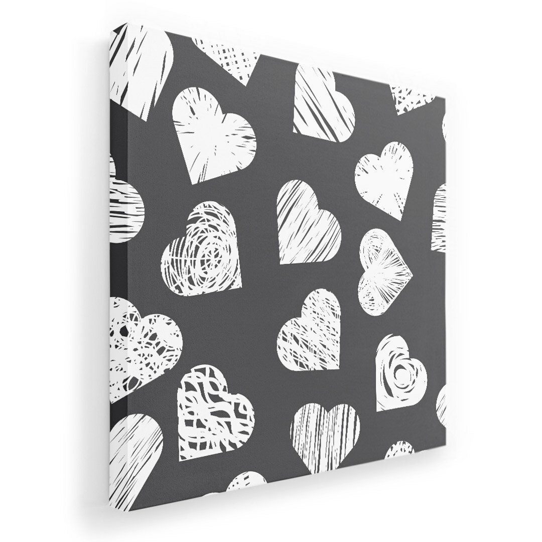 アートパネル 絵 絵画 飾り 選べるサイズ 333×333mm 正方 スクエア モダン 玄関 写真 フォト インテリア おしゃれ 011999 ハート　モノトーン　かわいい