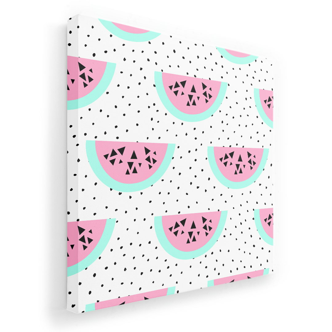アートパネル 絵 絵画 飾り 選べるサイズ 455×455mm 正方 スクエア モダン 玄関 写真 フォト インテリア おしゃれ 012153 スイカ　ドット　夏