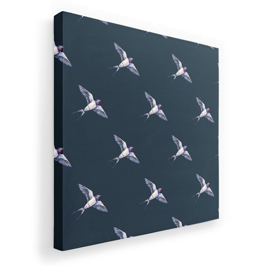 アートパネル 絵 絵画 飾り 選べるサイズ 333×333mm 正方 スクエア モダン 玄関 写真 フォト インテリア おしゃれ 012161 鳥　ツバメ　柄