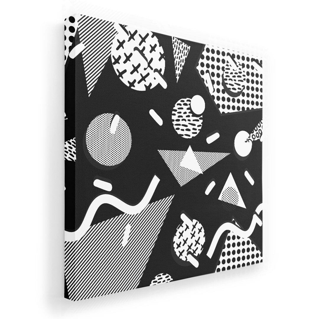 Rakuten - アートパネル 絵 絵画 飾り 選べるサイズ 455×455mm 正方 スクエア モダン 玄関 写真 フォト インテリア おしゃれ 012469 モノトーン　丸　三角