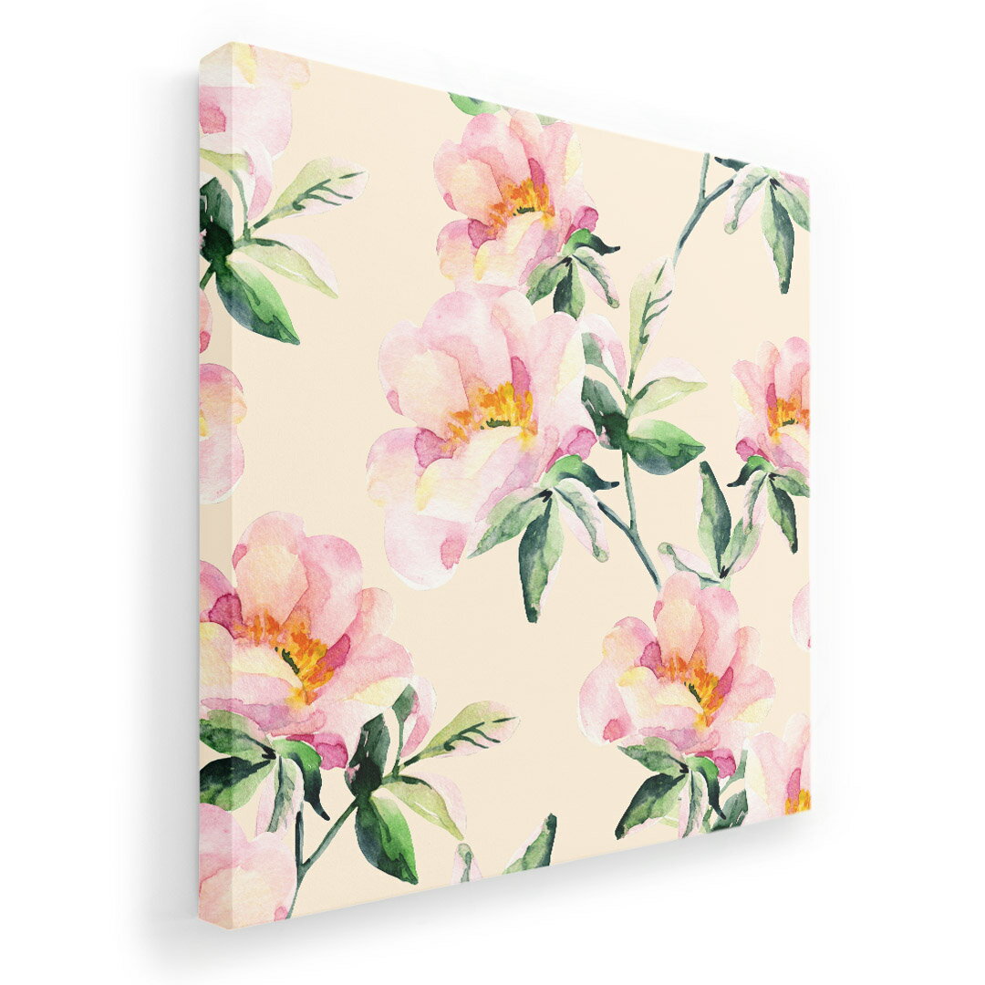 アートパネル 絵 絵画 飾り 選べるサイズ 455×455mm 正方 スクエア モダン 玄関 写真 フォト インテリア おしゃれ 012590 花柄　花　ベージュ