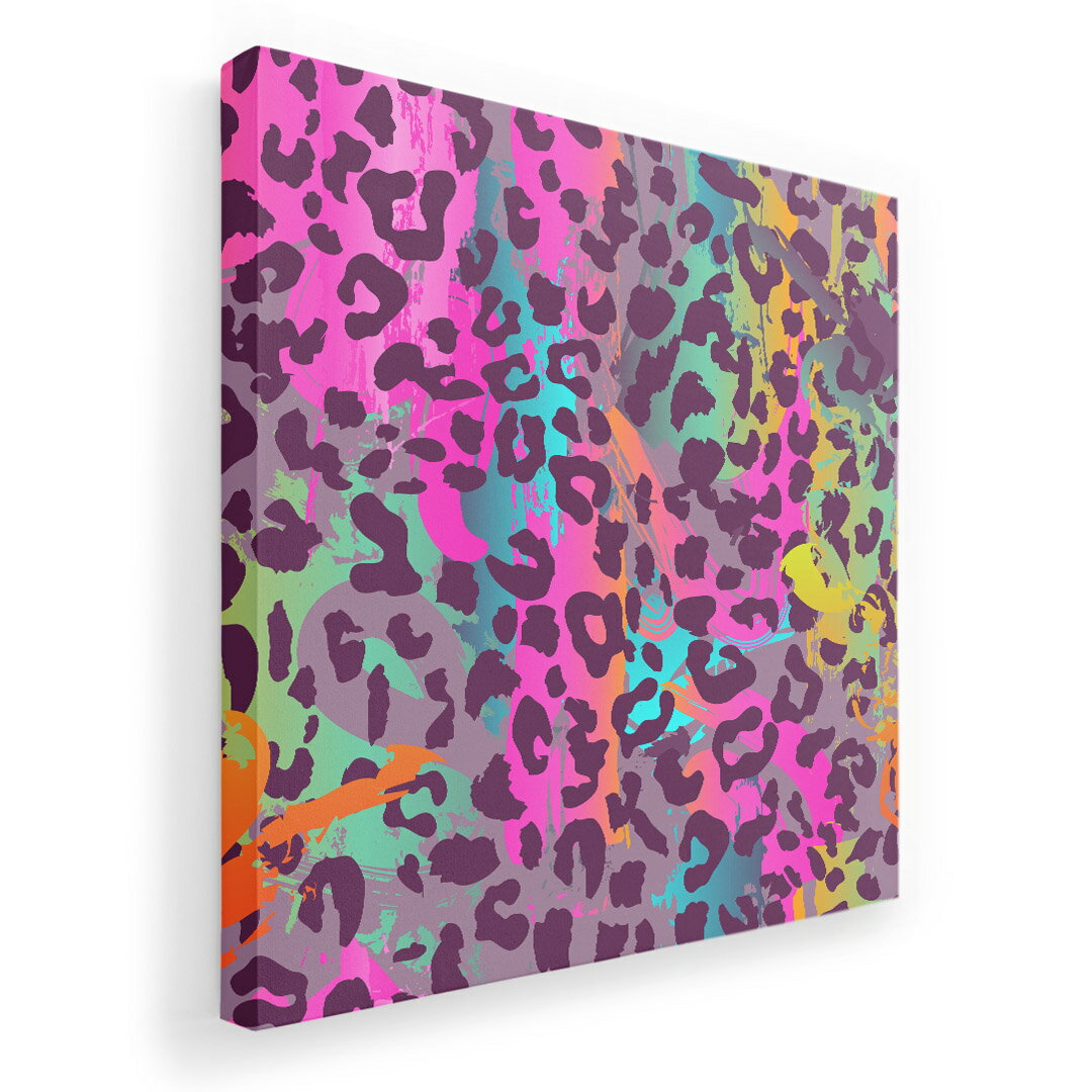 アートパネル 絵 絵画 飾り 選べるサイズ 333×333mm 正方 スクエア モダン 玄関 写真 フォト インテリア おしゃれ 012670 ヒョウ柄　豹　カラフル