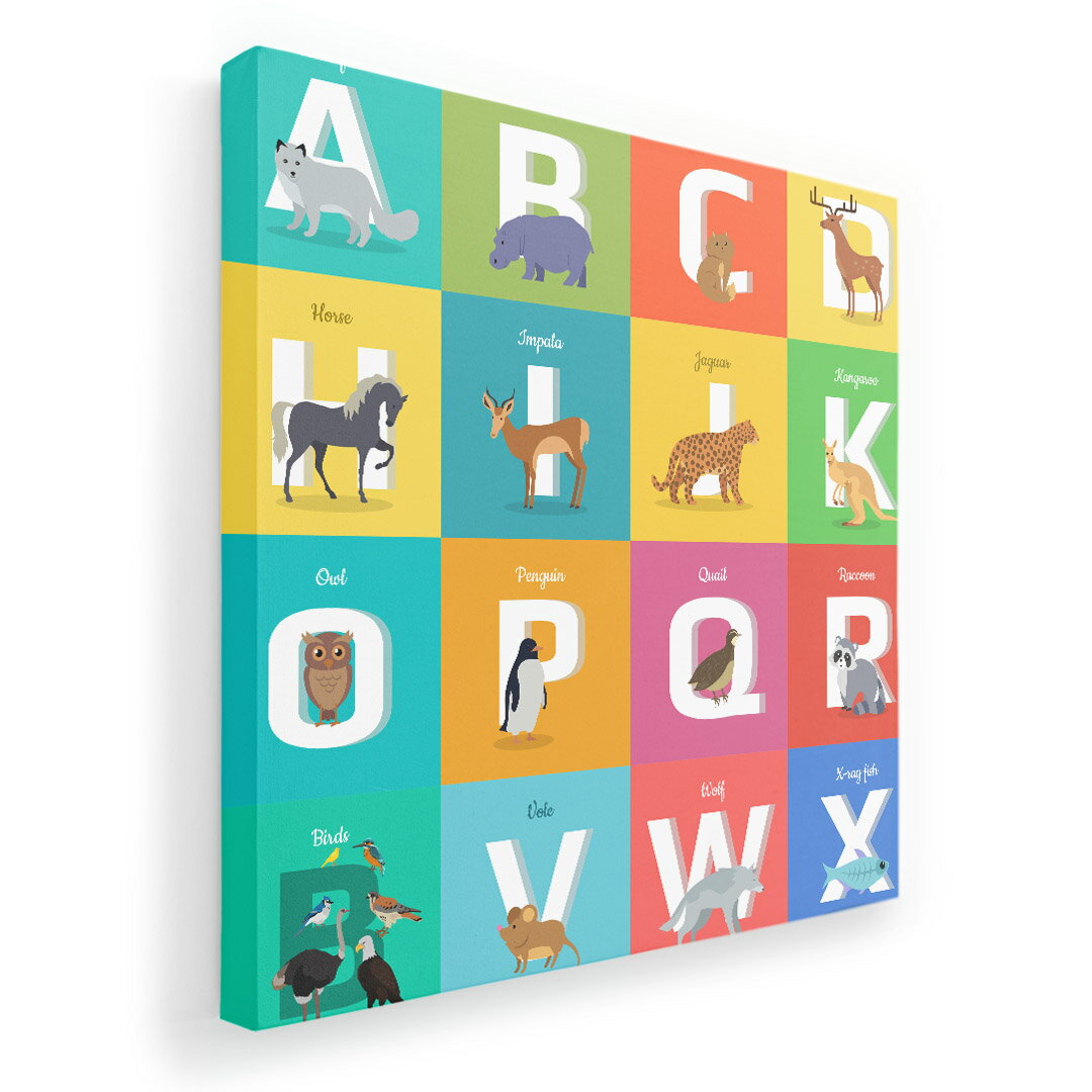 アートパネル 絵 絵画 飾り 選べるサイズ 455×455mm 正方 スクエア モダン 玄関 写真 フォト インテリア おしゃれ 012997 アルファベット　英語　動物