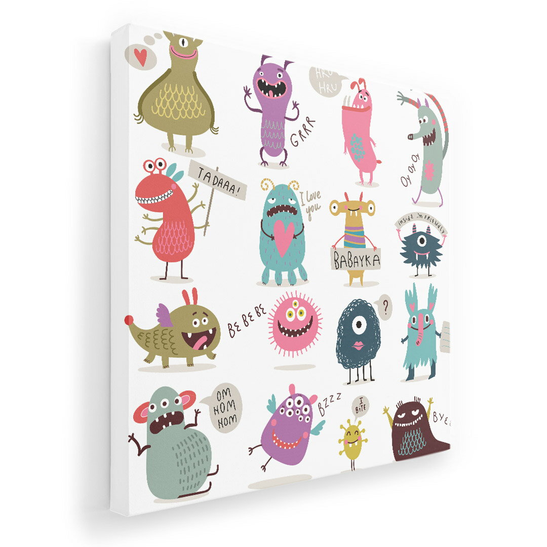 アートパネル 絵 絵画 飾り 選べるサイズ 333×333mm 正方 スクエア モダン 玄関 写真 フォト インテリア おしゃれ 013257 おばけ モンスター イラスト