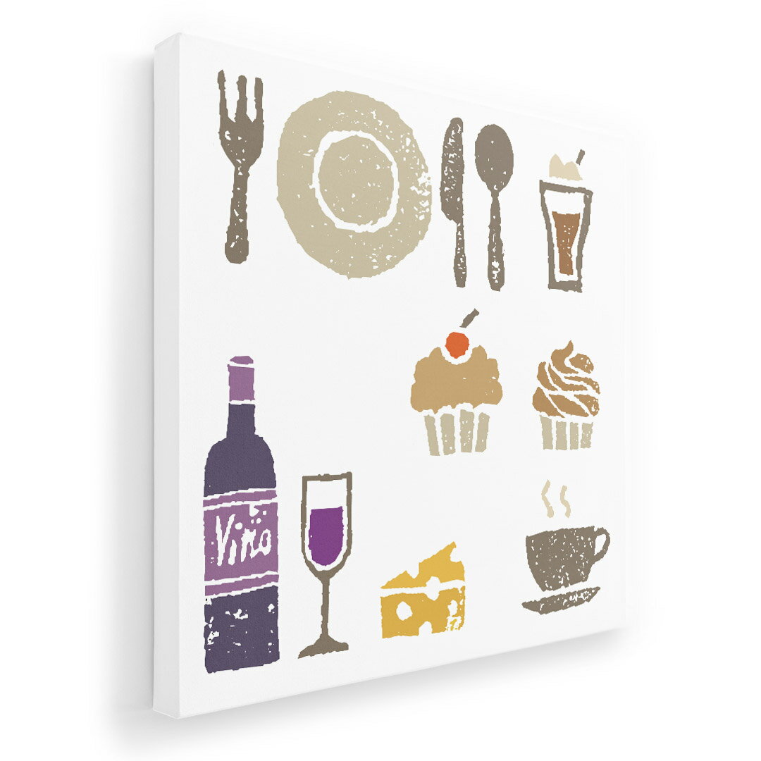 アートパネル 絵 絵画 飾り 選べるサイズ 455×455mm 正方 スクエア モダン 玄関 写真 フォト インテリア おしゃれ 013336 ケーキ　ワイン　食べ物