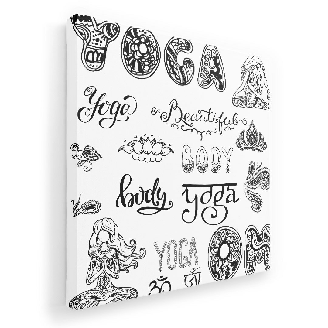 アートパネル 絵 絵画 飾り 選べるサイズ 333×333mm 正方 スクエア モダン 玄関 写真 フォト インテリア おしゃれ 013614 ヨガ 花 文字