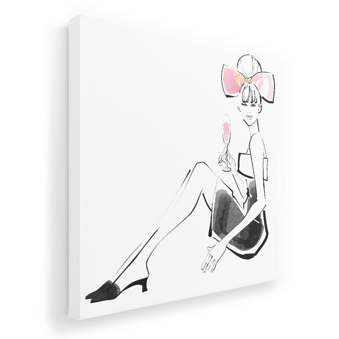 アートパネル 絵 絵画 飾り 選べるサイズ 455×455mm 正方 スクエア モダン 玄関 写真 フォト インテリア おしゃれ 013715 ガーリー　人物　リボン