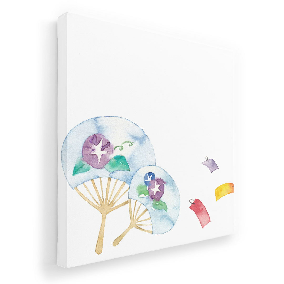 アートパネル 絵 絵画 飾り 選べるサイズ 455×455mm 正方 スクエア モダン 玄関 写真 フォト インテリア おしゃれ 013720 うちわ　夏　アサガオ